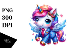 Playful Unicorn, Watercolor PNG Product Image 1