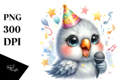 Energic Baby Parrot with Party Hat PNG Product Image 1