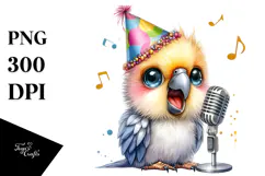 Energetic Baby Parrot with Singer Look, High-Res PNG Product Image 1