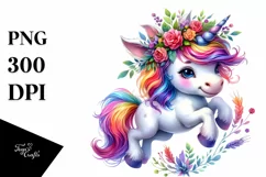 Cute Jumping Unicorn Clipart, Transparent PNG Product Image 1