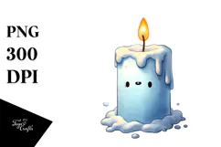 Funny Candle Watercolor, PNG Product Image 1