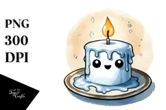 Funny Candle Watercolor, PNG Product Image 1