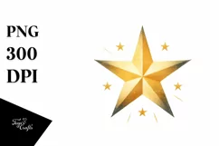 Washed Vintage Star Clipart, Transparent PNG Product Image 1