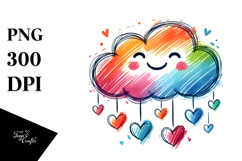 Scribbled Cloud with Hearts PNG Product Image 1