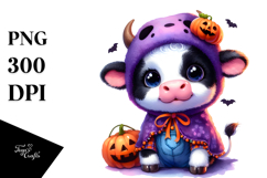 Cute Baby Cow Halloween PNG Product Image 1