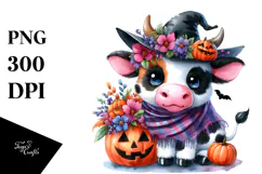 Cute Baby Cow Halloween PNG Product Image 1
