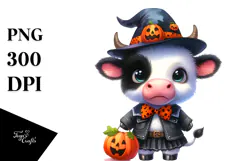 Cute Baby Cow Halloween PNG Product Image 1