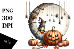 Halloween Frog on Moon, High-Res PNG Product Image 1