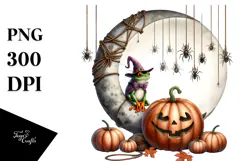 Halloween Frog on Moon, High-Res PNG Product Image 1