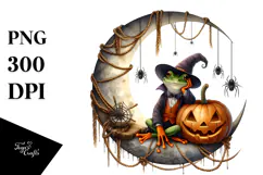 Halloween Frog on Moon, High-Res PNG Product Image 1