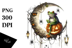 Halloween Frog on Moon, High-Res PNG Product Image 1