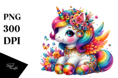 Cute Dressed Unicorn PNG Product Image 1