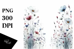 Centered Watercolor Wild Flowers Clipart Product Image 3