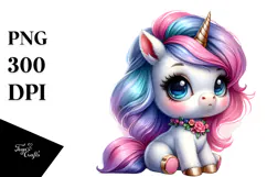 Dressed Cute Baby Unicorn PNG Product Image 1