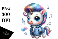 Dressed Cute Baby Unicorn PNG Product Image 1