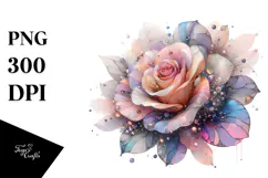 Shiny Rose with Metalic Insertions PNG Product Image 1