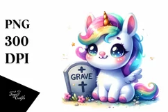 Cute Baby Unicorn with Grave | Sublimation Product Image 1