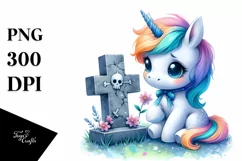 Cute Baby Unicorn with Grave | Sublimation Product Image 1