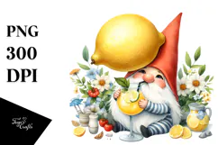 Whimsical Watercolor Gnome Drinking Cocktail PNG Product Image 1