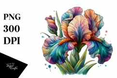 Vibrant Pastel Wooden Iris PNG Product Image 1