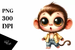 Cute Big Baby Monkey Watercolor | Clipart Product Image 1