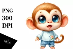 Cute Big Baby Monkey Watercolor | Clipart Product Image 3