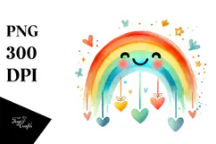 Colorful Digital Rainbow Hearts PNG Product Image 1