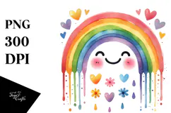 Colorful Digital Rainbow Hearts PNG Product Image 1