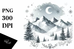 Christmas Snowy Mountains, Transparent PNG Product Image 3