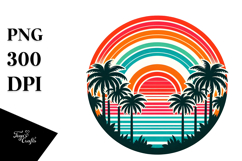 Retro Tropical Rainbow Sunset Tshirt Product Image 1