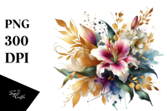 Vibrant Abstract Bouquet with Lily | Clipart Product Image 1