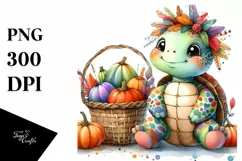 Colorful Baby Turtle with Vegetables | Clipart Product Image 1