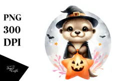 Cute Baby Otter with Halloween Costume, Transparent PNG Product Image 1