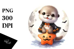 Cute Baby Otter with Halloween Costume, Transparent PNG Product Image 1