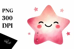 Simple Pinkish Smiling Star PNG Product Image 1