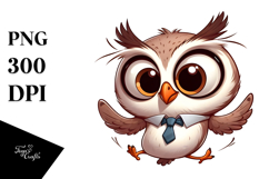 Playful Owl with Bow Tie PNG Product Image 1