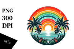Retro Tropical Rainbow Sunset, 20 oz Tumbler Product Image 1
