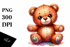 Colorful Baby Old Plush Bear | Clipart Product Image 1
