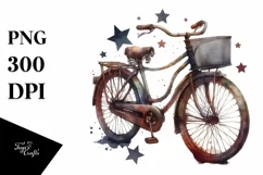 Vintage Dirty Bicycle Stars | Sublimation Clipart Product Image 1