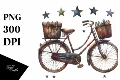 Vintage Dirty Bicycle Stars | Sublimation Clipart Product Image 3
