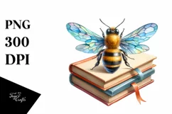 Watercolor Vibrant Bee Book Sublimation Clipart Product Image 3