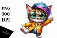 Goofy Baby Cat Dancing with Raincoat, Transparent PNG Product Image 1