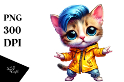 Goofy Baby Cat Dancing with Raincoat, Transparent PNG Product Image 1