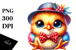 Colorful Baby Chicken with Bowtie PNG Product Image 1