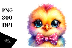 Cute Baby Chicken with Bowtie, Colorful PNG Product Image 1