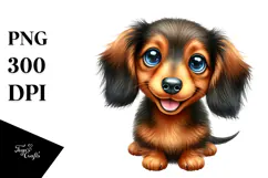 Adorable Dachshund Cartoon, PNG Product Image 1