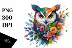 Abstract Vibrant Watercolor Owl PNG Product Image 1