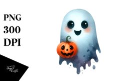 Funny Halloween Ghost Watercolor Clipart Product Image 3