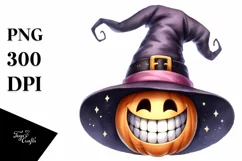 Funny Halloween Hat Smile Watercolor Clipart Product Image 3