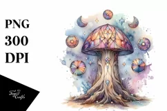 Pastel Wooden Mystical Mushroom PNG Product Image 1